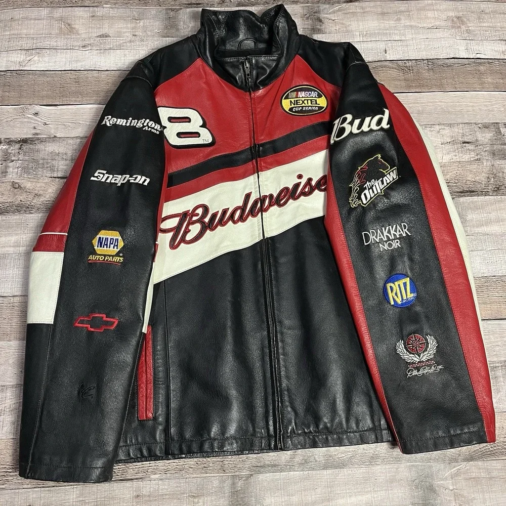 Dale Earnhardt Jr Jacket Men's Size XL Vintage Wilson Leather NASCAR Racing